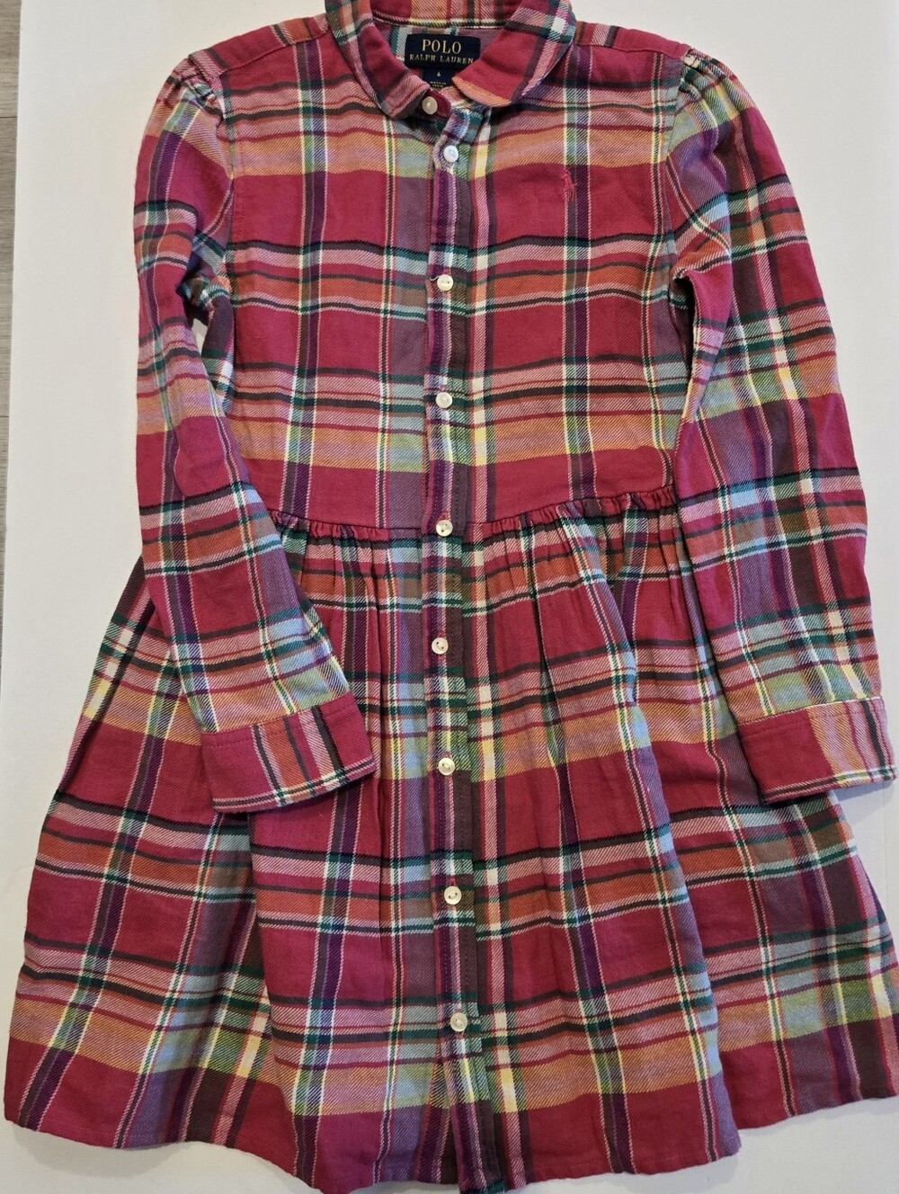 Polo Ralph Lauren Girls Pink Plaid Madras Dress Sz 6 Cotton Comfy Preppy Classic